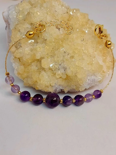 Ametist Taşı Tasarım Bileklik (52120) - 4