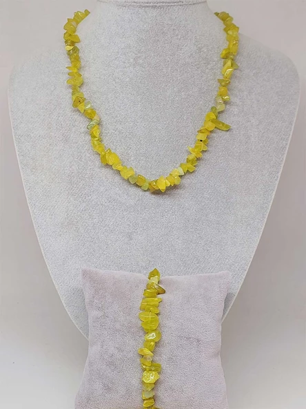 Peridot (Zebercet) Taşı Küçük Taşlar Kolye & Bileklik Seti (52154)