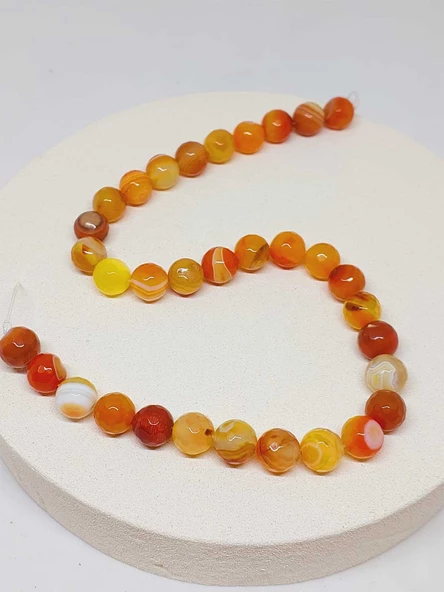 Akik Taşı Faset Kesim Dizi 11mm (52348) - Resim 3