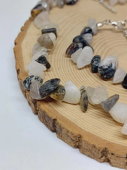 Rutil Kuvars (Melek Saçı) Taşı İri Taşlar Kolye & Bileklik Seti (52274) - Resim 2