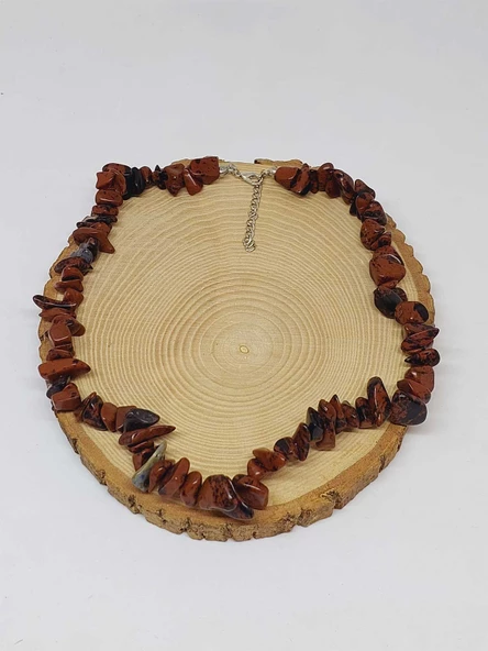 Kahverengi Obsidyen Taşı İri Taşlar Kolye (52266) - 3