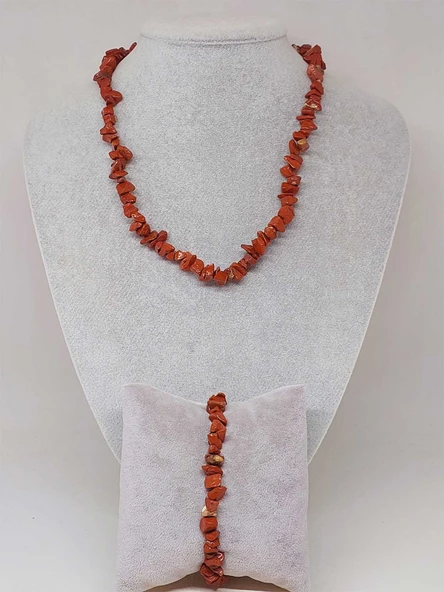 Jasper Taşı Küçük Taşlar Kolye & Bileklik Seti (52202)