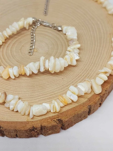 Sedef Taşı Küçük Taşlar Kolye & Bileklik Seti (52236) - 2