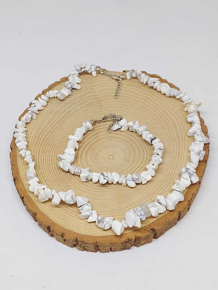 Havlit Taşı Küçük Taşlar Kolye & Bileklik Seti (52136) - Resim 3