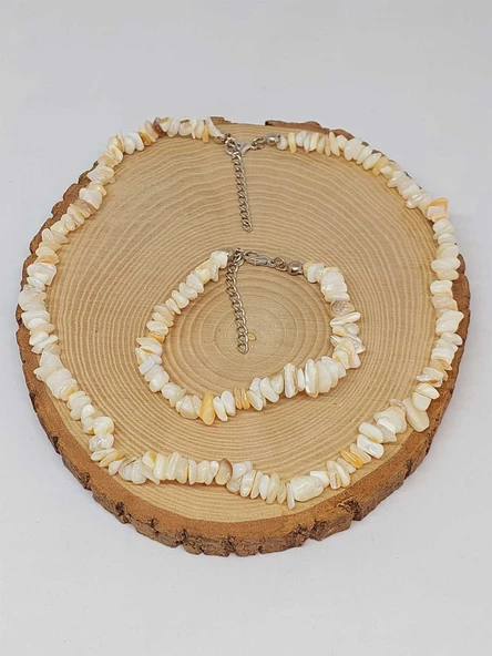 Sedef Taşı Küçük Taşlar Kolye & Bileklik Seti (52236) - 3