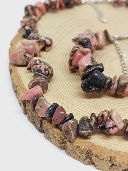 Rodonit Taşı İri Taşlar Kolye & Bileklik Seti (52280) - Resim 2