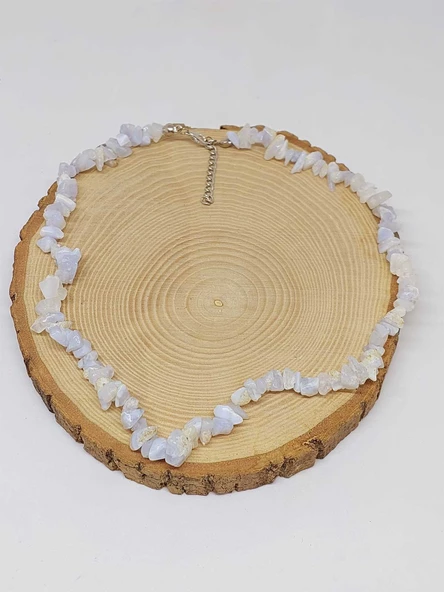 Kalsedon Taşı Küçük Taşlar Kolye (52206) - Resim 3