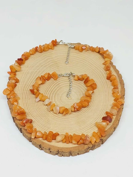 Akik Taşı Küçük Taşlar Kolye & Bileklik Seti (52244) - Resim 3