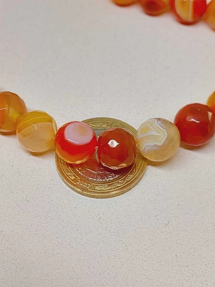 Akik Taşı Faset Kesim Dizi 11mm (52348) - Resim 2