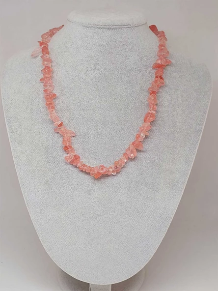 Gül Kuvars Taşı Küçük Taşlar Kolye (52230) ürün görseli