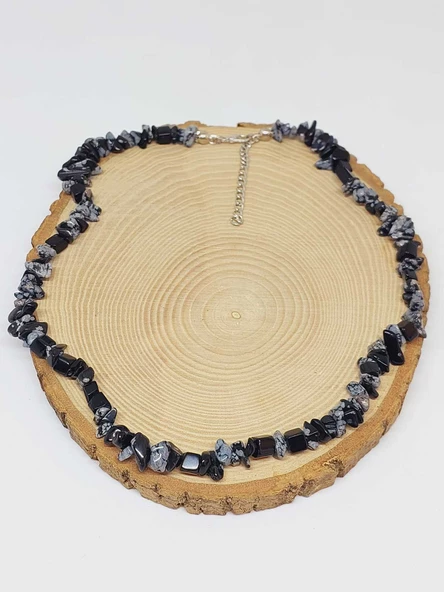 Obsidyen Taşı Küçük Taşlar Kolye (52260) - Resim 3