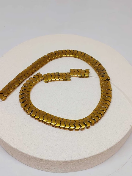 Hematit Taşı Şekilli Çift Delikli 4.5*12mm Dizi (52310) - Resim 3