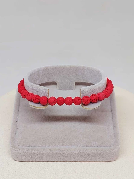Lav Taşı Kırmızı Renk Bileklik 6mm (52388) - 3