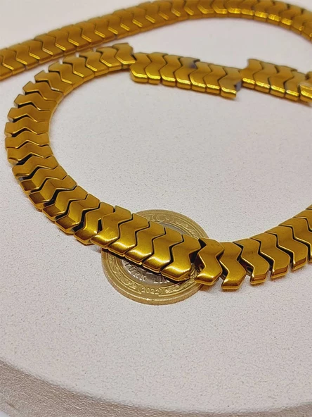 Hematit Taşı Şekilli Çift Delikli 4.5*12mm Dizi (52310) - Resim 2