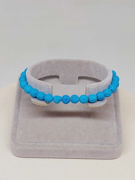 Lav Taşı Mavi Renk Bileklik 6mm (52390) - Resim 3