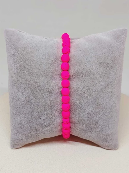 Lav Taşı Fosforlu Pembe Renk Bileklik 6mm (52392) ürün görseli