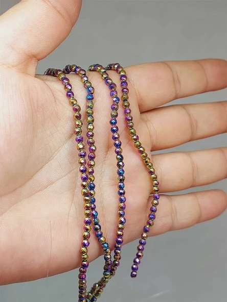 Hematit Taşı Faset Kesim 3mm Dizi (52432)