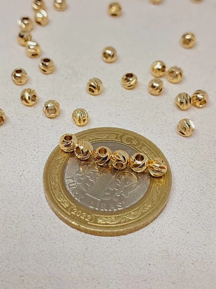 Altın Kaplama Boncuk Ara Malzeme 4mm/10 adet (52462) - 2
