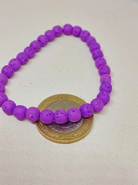Lav Taşı Mor Renk Bileklik 6mm (52380) - Resim 2