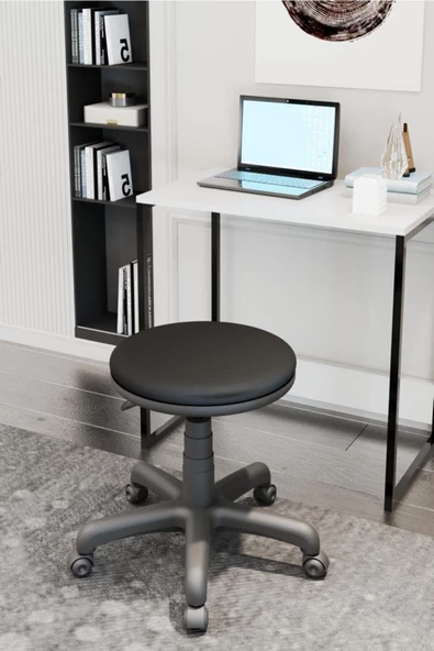 GÜZSAN Ofis Büro Tabure Dönebilir Döner Tekerli Tekerlekli Pistonlu Iner Kalkar Tabure - 4