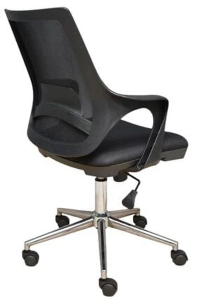 PORTERO DESIGN Kontez Ofis Büro Çalışma Koltuğu Öğrenci Sandalyesi Krom Ayak Renk Siyah1 Tekerlek - 4