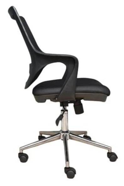 PORTERO DESIGN Kontez Ofis Büro Çalışma Koltuğu Öğrenci Sandalyesi Krom Ayak Renk Siyah1 Tekerlek