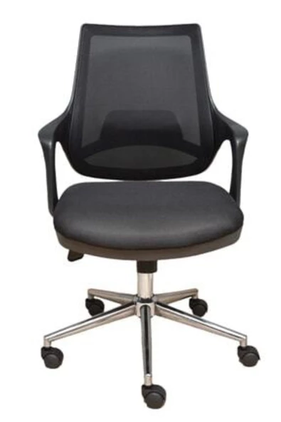 PORTERO DESIGN Kontez Ofis Büro Çalışma Koltuğu Öğrenci Sandalyesi Krom Ayak Renk Siyah1 Tekerlek - 3