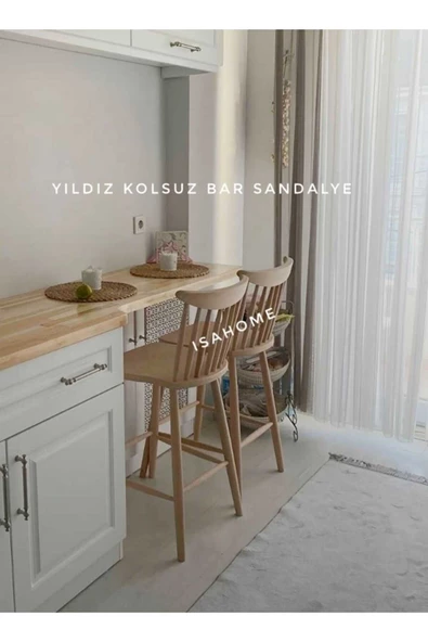 Kırlangıç Yıldız Bar Sandalye Ham Ahşap 2 ADET - Resim 2