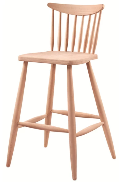 Dekamor Mobilya Kırlangıç Kollu Bar Sandalye - Ham Ahşap Boyasız