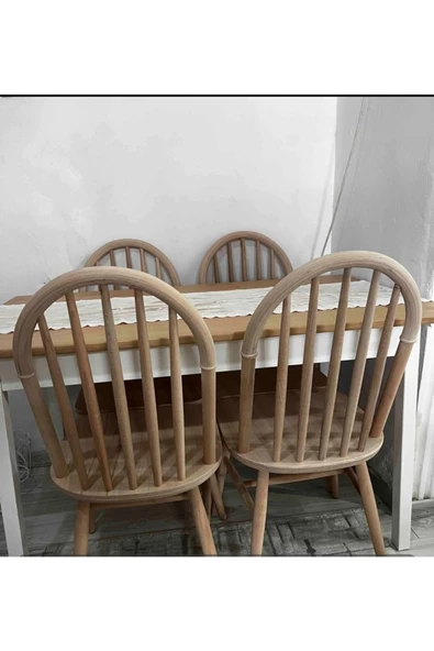 ahmetayazbey Natural Ada Sandalye Cilasız Ahşap - 6