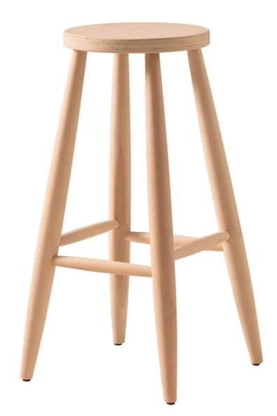 WOOD DESİGN CENTER Ahşap Yuvarlak Bar Tabure Sandalye