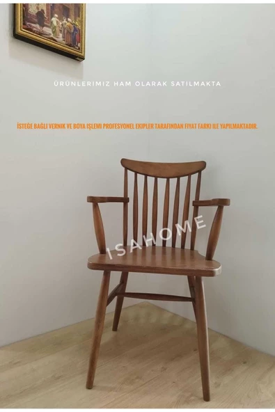 Kırlangıç Kollu Yıldız Sandalye Ham Ahşap Model 2 Adet - 8