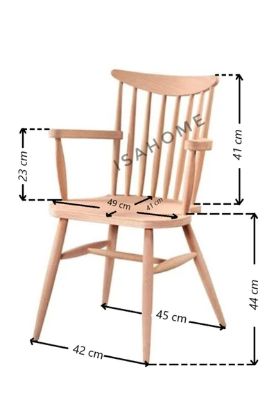 Kırlangıç Kollu Yıldız Sandalye Ham Ahşap Model 2 Adet