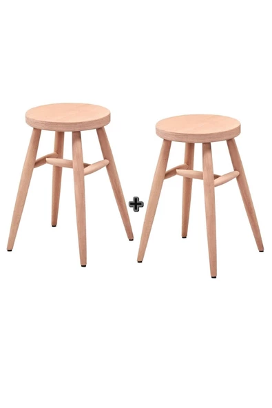 Masifart Natura Kırlangıç Tabure 2 Li Cilasız Ham Ahşap 4621