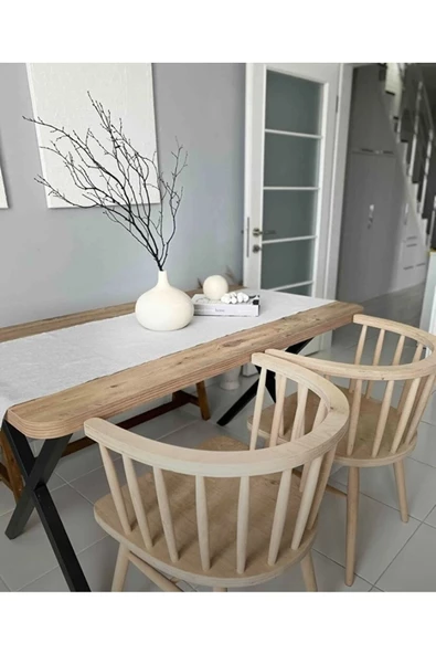 EHM Ahşap 2li Omurga Sandalye Mutfak Cafe Yemek Odası Sandalye. - 2