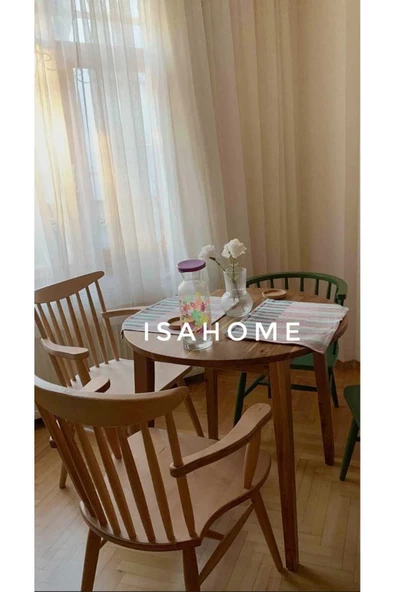 Kırlangıç Kollu Yıldız Sandalye Ham Ahşap Model 2 Adet - 3