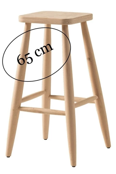 WOOD DESİGN CENTER Ahşap 65 Cm Kare Bar Tabure Sandalye