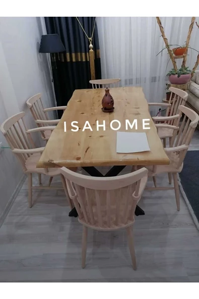 Kırlangıç Kollu Yıldız Sandalye Ham Ahşap Model 2 Adet - 7