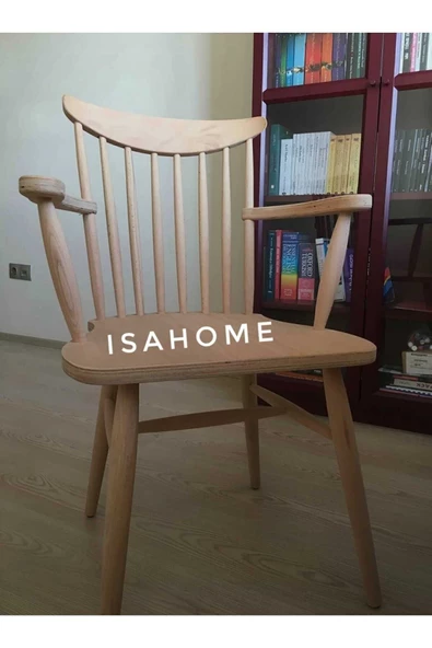 Kırlangıç Kollu Yıldız Sandalye Ham Ahşap Model 1 Adet - Resim 2