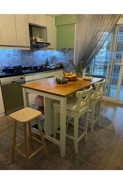 SFC Ahşap Kırlangıç Bar Taburesi 70 Cm Ham - 2