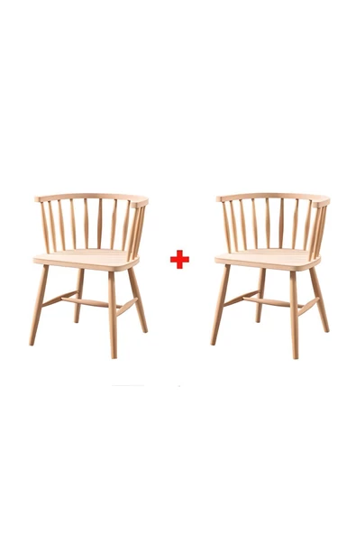 Geppetto Home Omurga Kollu Sandalye 2 Adet Cilasız Ahşap Ham Sandalye ürün görseli