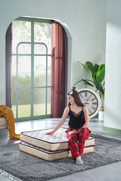 Deluxe Bej Katlanır Yatak Yer Yatağı Misafir Yatağı Kamp Yatağı (ÖLÇÜ SEÇENEKLİ) - 6