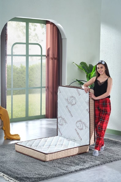Deluxe Bej Katlanır Yatak Yer Yatağı Misafir Yatağı Kamp Yatağı (ÖLÇÜ SEÇENEKLİ) - 3