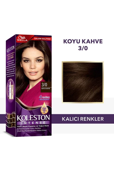 Koleston Intense Saç Boyası 3/0 Koyu Kahve - Salon Kalitesi