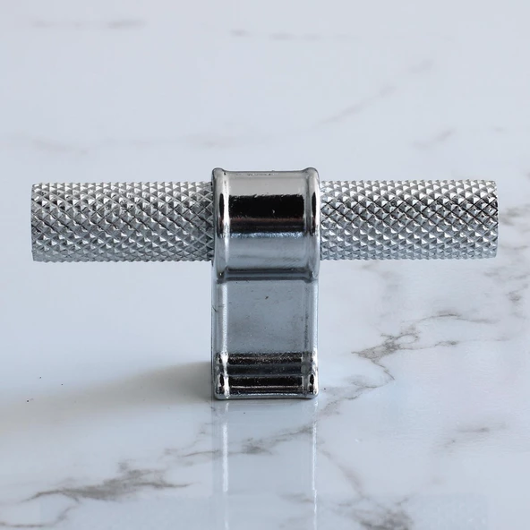 Hisar Krom Metal Kulp Tek Vida Tırtık Desen Dolap Dolabı Kulpları KulbuÇekmece Mutfak Mobilya - 6