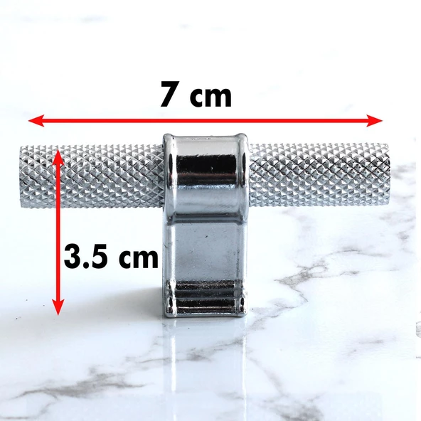 Hisar Krom Metal Kulp Tek Vida Tırtık Desen Dolap Dolabı Kulpları KulbuÇekmece Mutfak Mobilya - 7