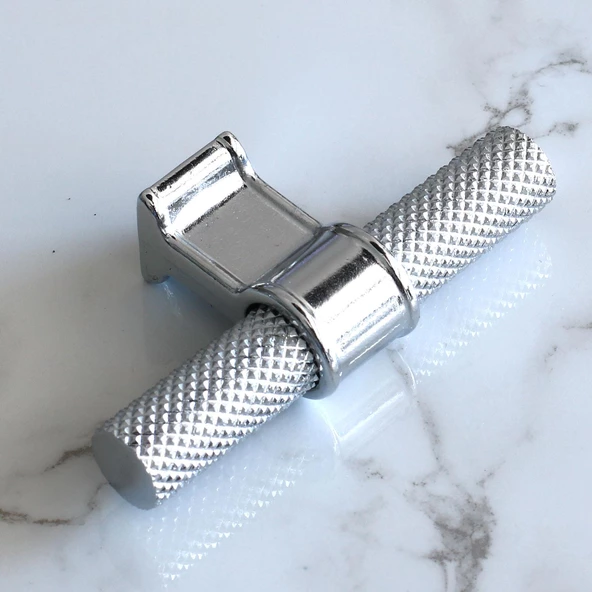 Hisar Krom Metal Kulp Tek Vida Tırtık Desen Dolap Dolabı Kulpları KulbuÇekmece Mutfak Mobilya - 5