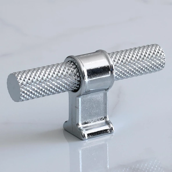 Hisar Krom Metal Kulp Tek Vida Tırtık Desen Dolap Dolabı Kulpları KulbuÇekmece Mutfak Mobilya - 2