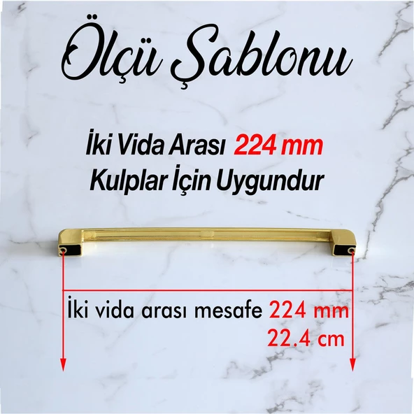 Gölcük Oval Gold Mobilya Mutfak Dolabı Çekmece Dolap Kapak Kulpu Kulbu 224 mm Metal Kulp Altın - 4
