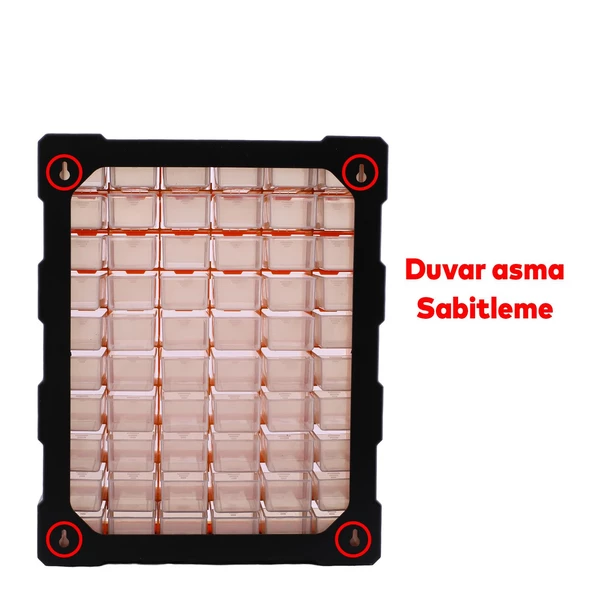 Vida Dübel Civata Kutusu Bölmeli Avadanlık Monoblok Çekmeceli 60'lı Takım Çantası Plastik Organizer - 5